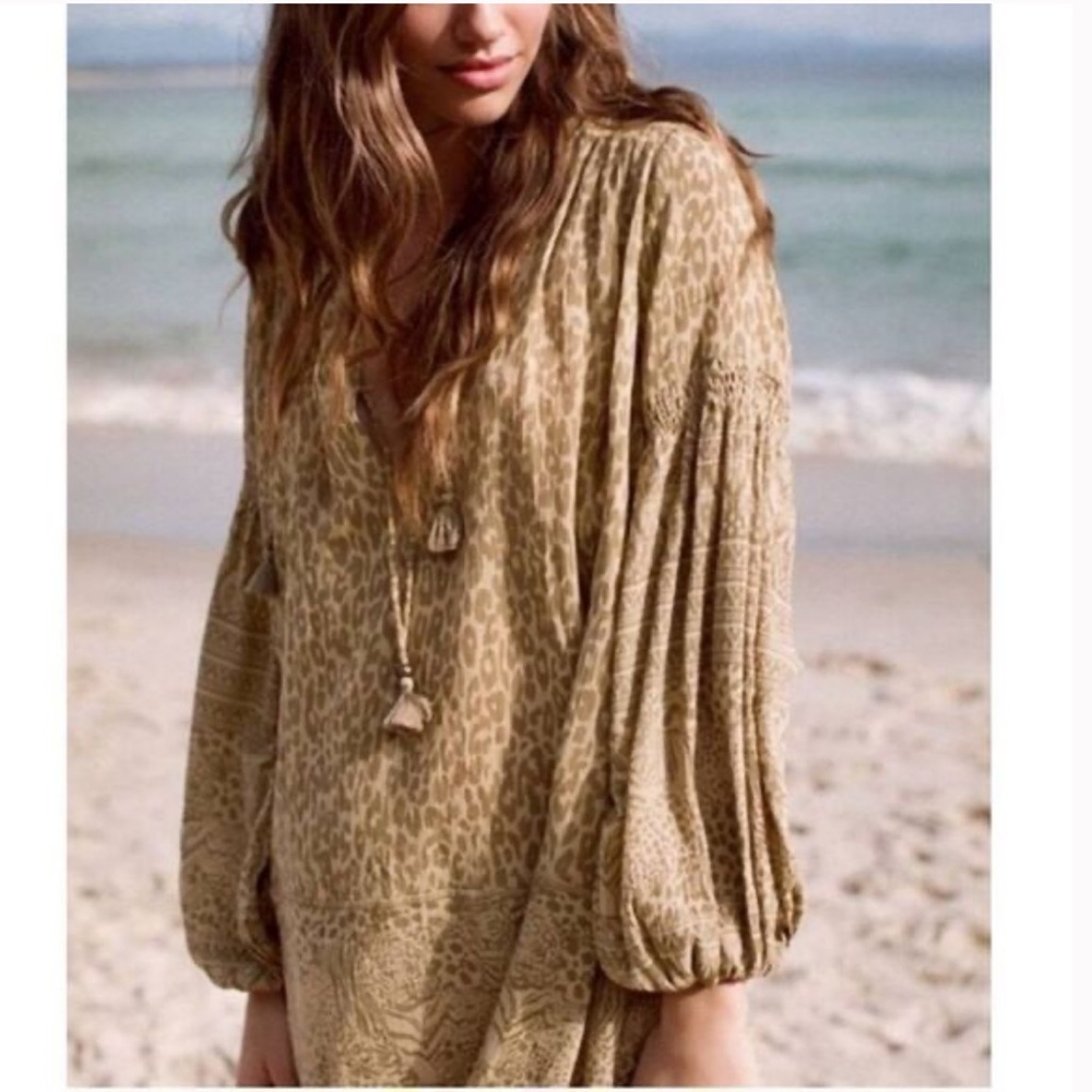 💥💥SALE!!💥💥Spell long sleeve Wild Thing Yellow leopard cheetah print tunic dress